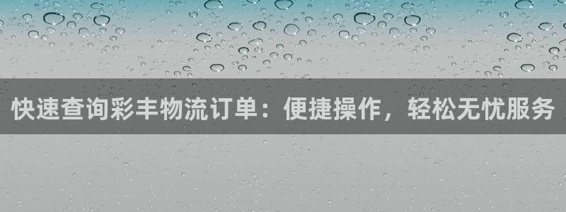 狗子28的平台：快速查询彩丰物流订单